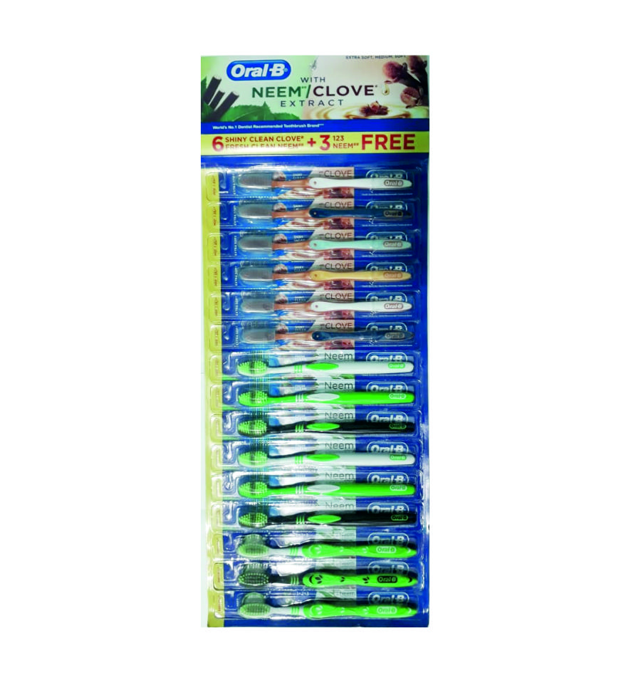 Oral B Shiny Clean Clove Toothbrush | Pack of 11 Shiny Clean + 2  Free